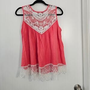 Lida Collection Women's Lace Sleeveless Blouse Pinky Peach L/XL